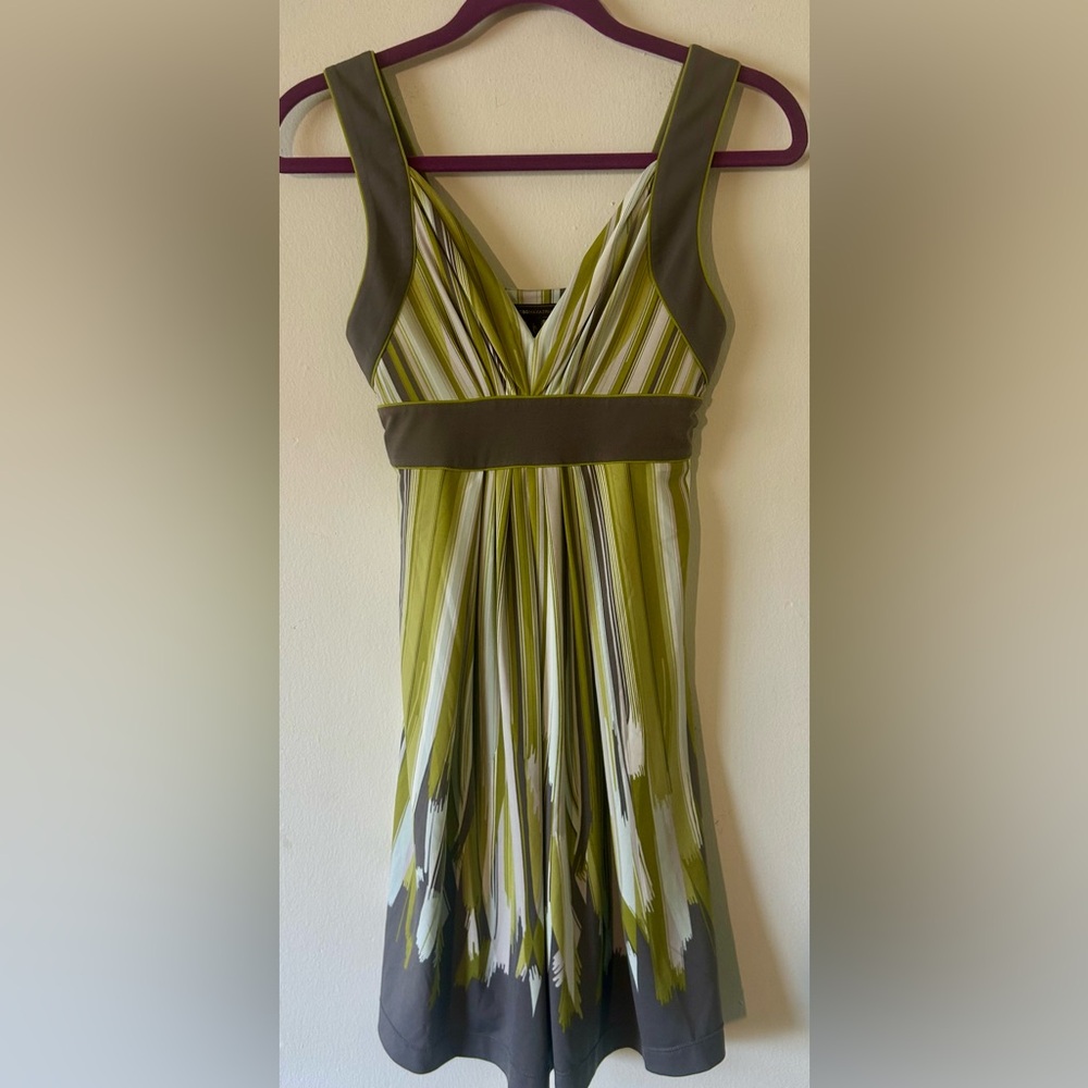 BCBGMaxAzria Green, White, Gray Y2K Mini Babydoll Dress